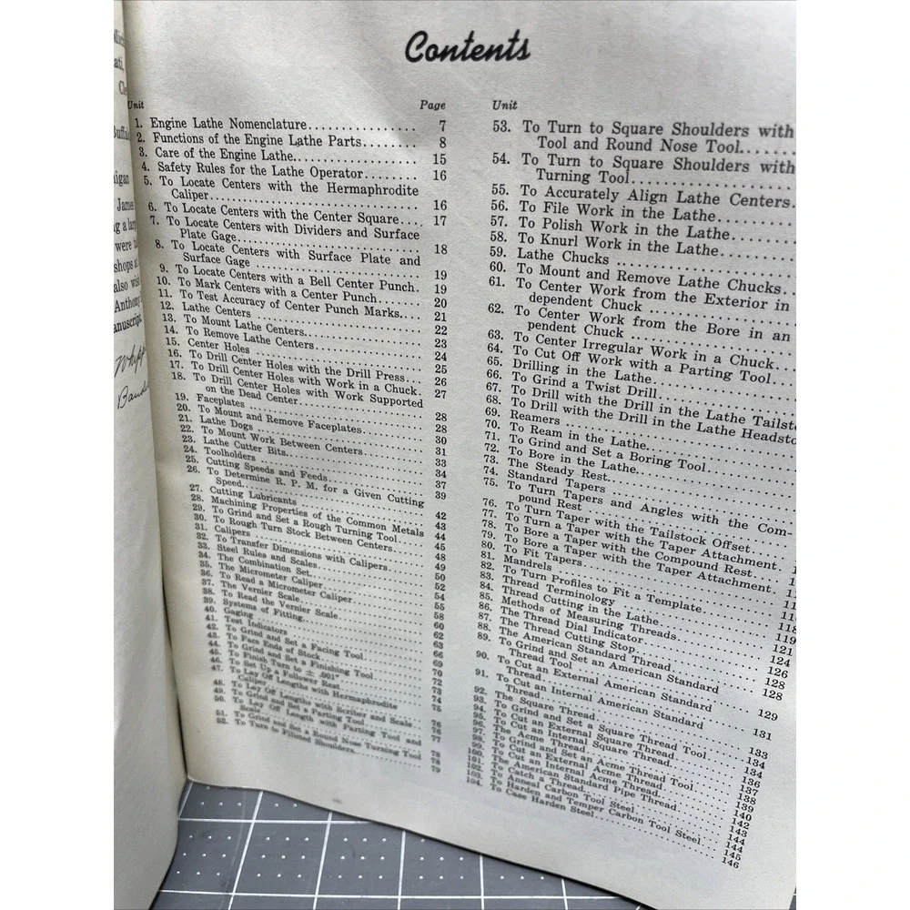 Engine‎ Lathe Operations Manual Tool Book Whipple and Baudek 1942